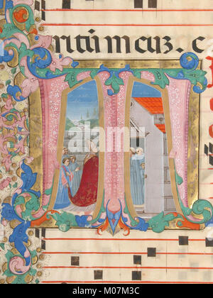 Manuscript Leaf with the Dedication of a Church in an Initial T, from a Gradual MET sf96-32-15d1 Stock Photo