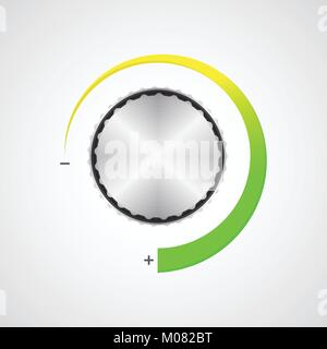 special volume control button, silver radio player volume knob Stock Vector