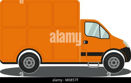 Orange truck side view isolated on white background poster. Stock Vector