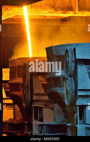 Hot molten steel transportation on rail Stock Photo