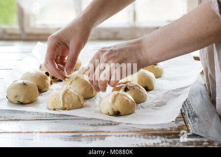 Raw unbaked buns Stock Photo