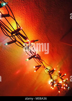 long and multi coloured light chain Stock Photo