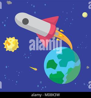Space rocket launch form earth Stock Vector