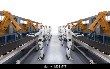 3d rendering robot assembly line in car factory Stock Photo - Alamy