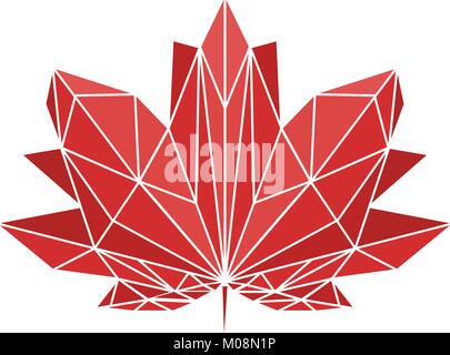 A maple leaf painted in polygonal technique. National sign of Canada. Vector image for design t-shirts. Stock Vector