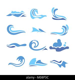 Wave Icons Vector. Ocean Water Design Element. Isolated Illustration Stock Vector