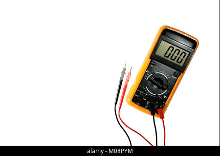 Multimete for working on a residential electrical installation photographed on a white background Stock Photo