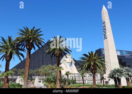 LAS VEGAS, USA - APRIL 14, 2014: Luxor resort view in Las Vegas. It is one of 10 largest hotels in the world with 4,408 rooms. Stock Photo