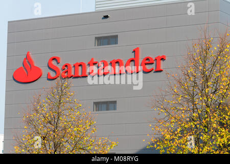 Moenchengladbach,Germany, Oktober 19, 2017: Exterior view of Santander Bank building in Germany, Moenchenglabdach Stock Photo