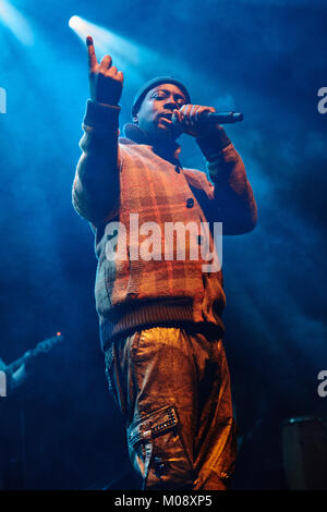 The American rapper, singer and musician Wyclef Jean performs a live concert at Sentrum Scene in Oslo. Wyclef Jean achieved fame as a member of the hip hop group The Fugees. Norway, 01/11 2015. Stock Photo