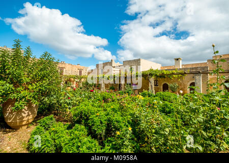 Monastery garden, National Monument of Crete in the struggle for independence, Moni Arkadi Monastery, Crete, Greece, Europe, Moni Arkadiou, Europe, Cr Stock Photo