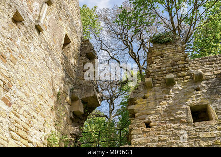 Ruins of Monastery Disibodenberg. World Heritage ruin of the Disibod monastery on the top of the hill Disibodenberg in Germany at Odernheim, Rhineland Stock Photo