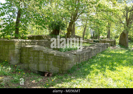 Ruins of Monastery Disibodenberg. World Heritage ruin of the Disibod monastery on the top of the hill Disibodenberg in Germany at Odernheim, Rhineland Stock Photo