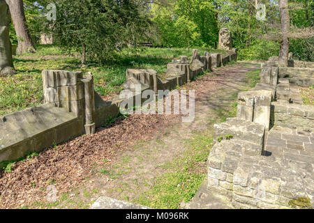 Ruins of Monastery Disibodenberg. World Heritage ruin of the Disibod monastery on the top of the hill Disibodenberg in Germany at Odernheim, Rhineland Stock Photo