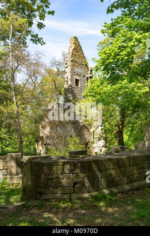 Ruins of Monastery Disibodenberg. World Heritage ruin of the Disibod monastery on the top of the hill Disibodenberg in Germany at Odernheim, Rhineland Stock Photo