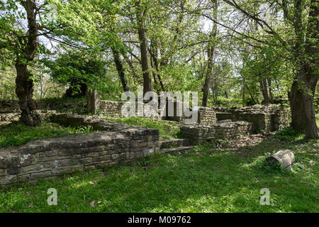 Ruins of Monastery Disibodenberg. World Heritage ruin of the Disibod monastery on the top of the hill Disibodenberg in Germany at Odernheim, Rhineland Stock Photo