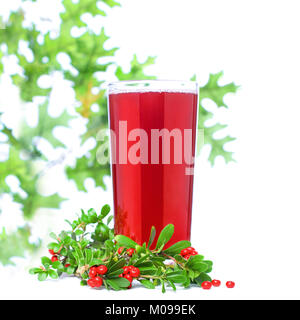 Red Ñowberry and Berry Juice Glass Stock Photo