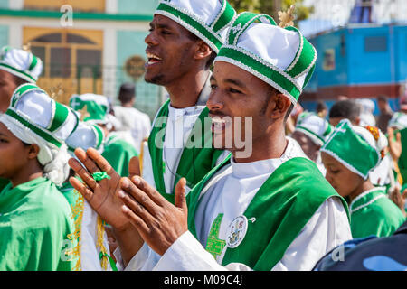 Addis Ababa, Ethiopia. 19th January 2018. Ethiopian Christians celebrate the festival of Timkat (Epiphany) at the Jan Meda sports ground in Addis Ababa, Ethiopia. Credit: Grant Rooney/Alamy Live News Stock Photo