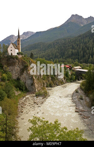 Mountain view from Guarda, Switzerland Stock Photo