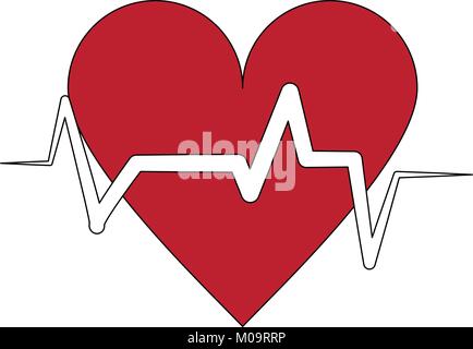 Heart pulse. Red and white colors. Heartbeat lone, cardiogram ...