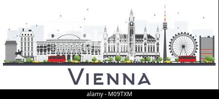 Vienna Austria City Skyline with Gray Buildings Isolated on White Background. Vector Illustration. Business Travel and Tourism Concept Stock Vector