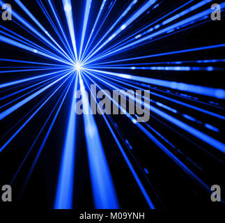 Blue laser beam light effect on black background. Stock Photo