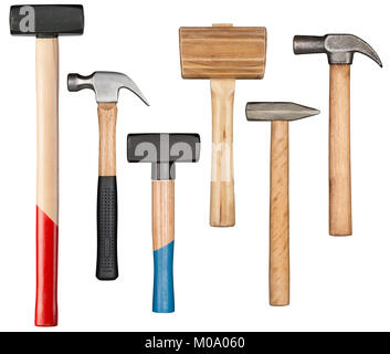 Various hammers and mallet isolated on white Stock Photo