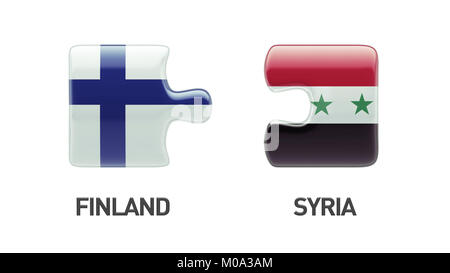 Syria Finland High Resolution Puzzle Concept Stock Photo
