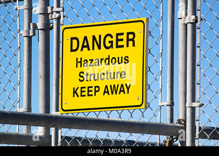 A Danger Hazardous Structure Keep Away sign Stock Photo