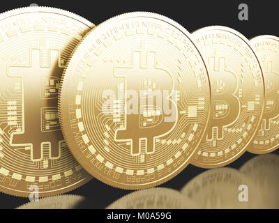 3d illustration. Huge stack of Virtual Bitcoin coins. Cryptocurrency concept. Stock Photo