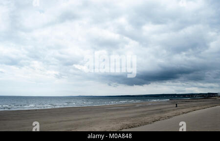 Portobello beach with storm clouds in winter, Scotland UK Stock Photo