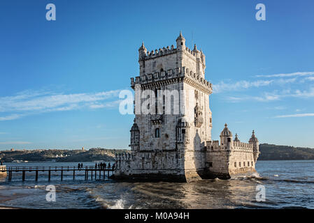 Tower of Belem in afternoon light. Lisbon, Portugal. Stock Photo
