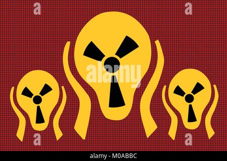 Caution radiation, scream terror fear. Comic caricature vector pop art retro illustration drawing Stock Vector