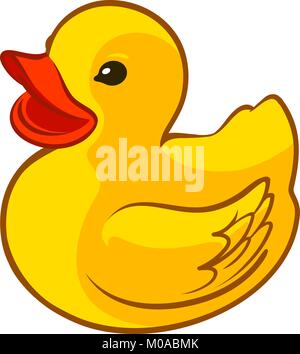 Yellow rubber duck. Cartoon cute ducky for bath. Flat vector ...