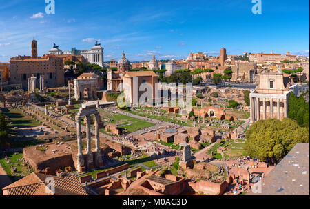 Panoramic image of Roman Forum, also known as Foro di Cesare, or Forum of Caesar, in Rome, Italy Stock Photo