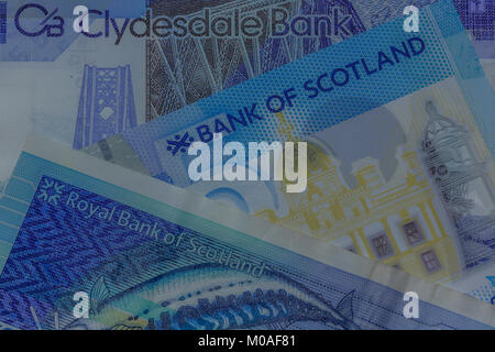 The three main Scottish Banks five pound notes Stock Photo