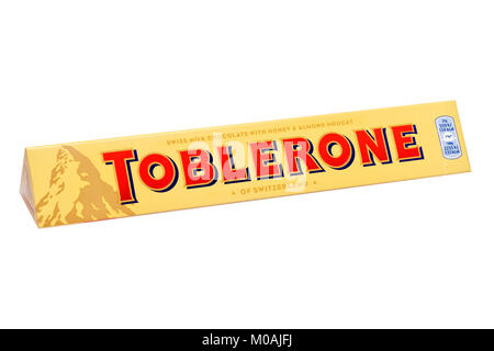 Toblerone Swiss Chocolate Bar, Close Up Stock Photo