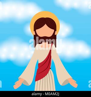 jesus christ ascension sky background Stock Vector