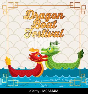 red and green dragon boat festivel chinese Stock Vector