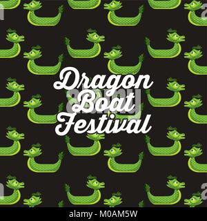 green dragon boat festival seamless pattern Stock Vector