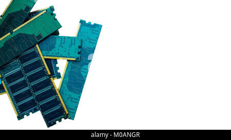 Computer random access memory (RAM) modules on white isolated background Stock Photo