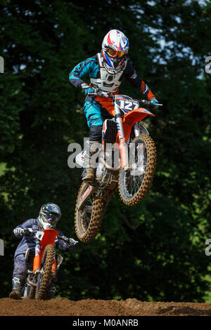 Jack Carter on the California Motocross Holidays KTM 250 at the NGR & ACU Eastern EVO Championships, Cadders Hill, Lyng, Norfolk, UK. Stock Photo