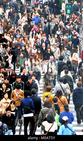 crowd crossing street, Shibuya, Tokyo , Japan Stock Photo