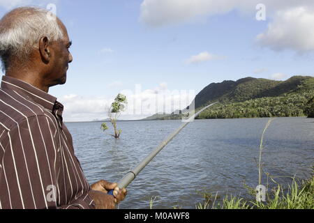 Mauritius' second largest reservoir Midlands Dam reservoir is next to Montagne Lagrave Stock Photo