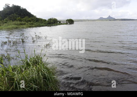 Mauritius' second largest reservoir Midlands Dam reservoir is next to Montagne Lagrave Stock Photo