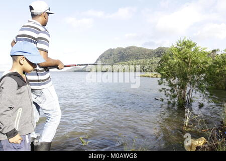 Mauritius' second largest reservoir Midlands Dam reservoir is next to Montagne Lagrave Stock Photo