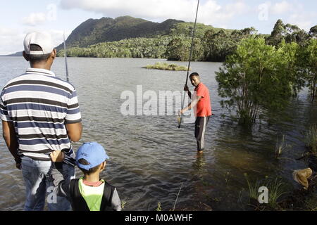 Mauritius' second largest reservoir Midlands Dam reservoir is next to Montagne Lagrave Stock Photo