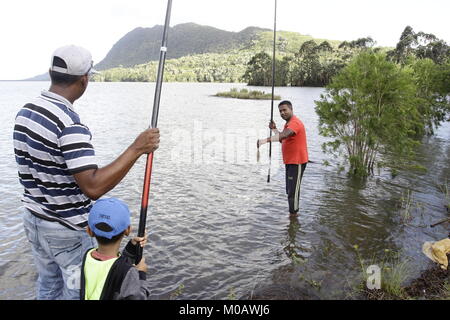 Mauritius' second largest reservoir Midlands Dam reservoir is next to Montagne Lagrave Stock Photo