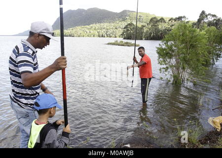 Mauritius' second largest reservoir Midlands Dam reservoir is next to Montagne Lagrave Stock Photo