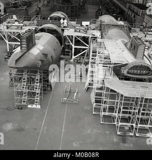 1950s, historical, commerical civil aviation aircraft being built at the Short Brothers aerospace factory, Belfast, Northern Ireland. Stock Photo
